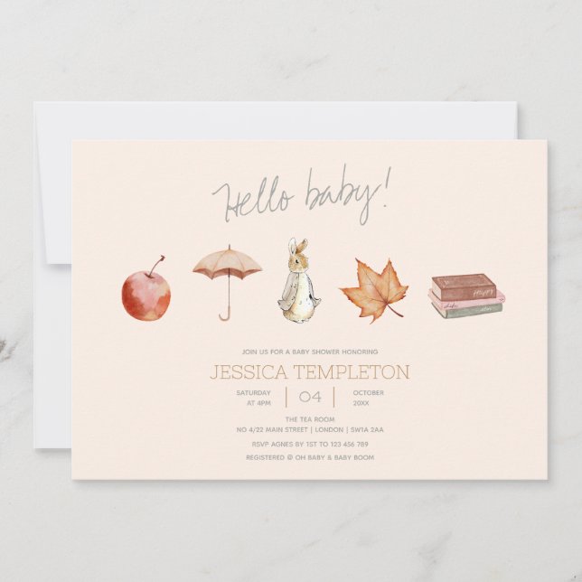 Rabbit Fall Elements Baby Shower Invitation (Front)