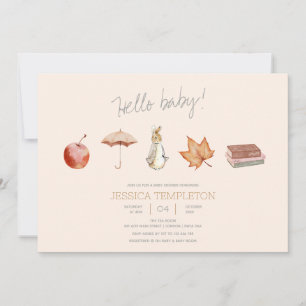 Rabbit Fall Elements Baby Shower Invitation