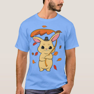 Rabbit Falling Leaves In Autumn T-Shirt
