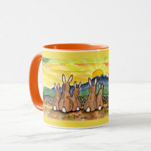 Rabbit Family Sunrise Bright Designer Mug