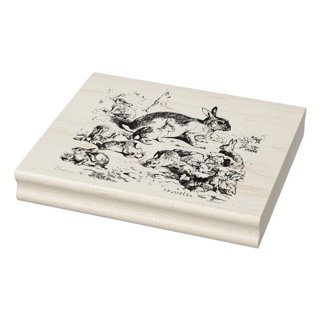 Rabbit Family Wooden Stamp (Stamp)