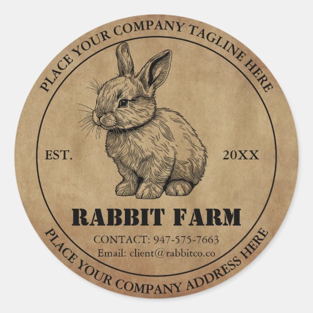 Rabbit Farming Vintage Labels Sticker (Front)