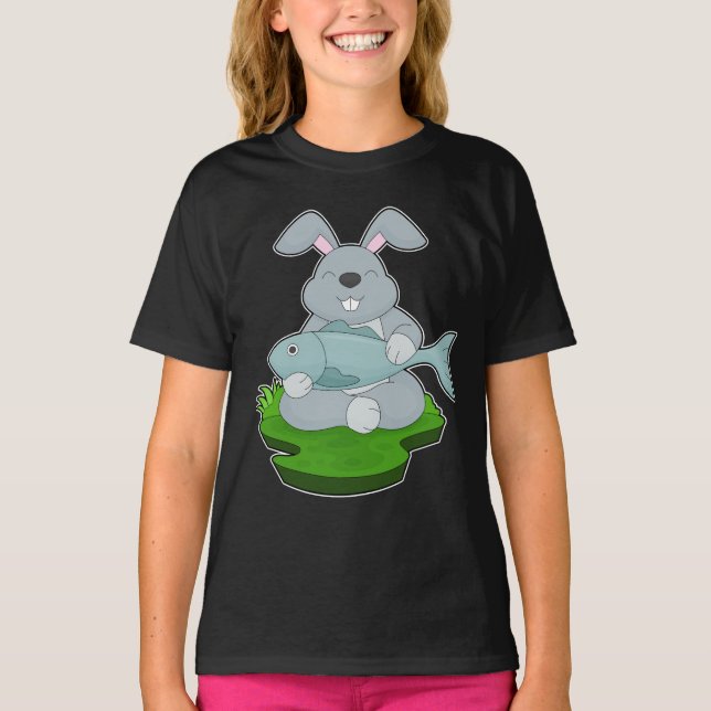 Rabbit Fisher Fish Fishing T-Shirt (Front)