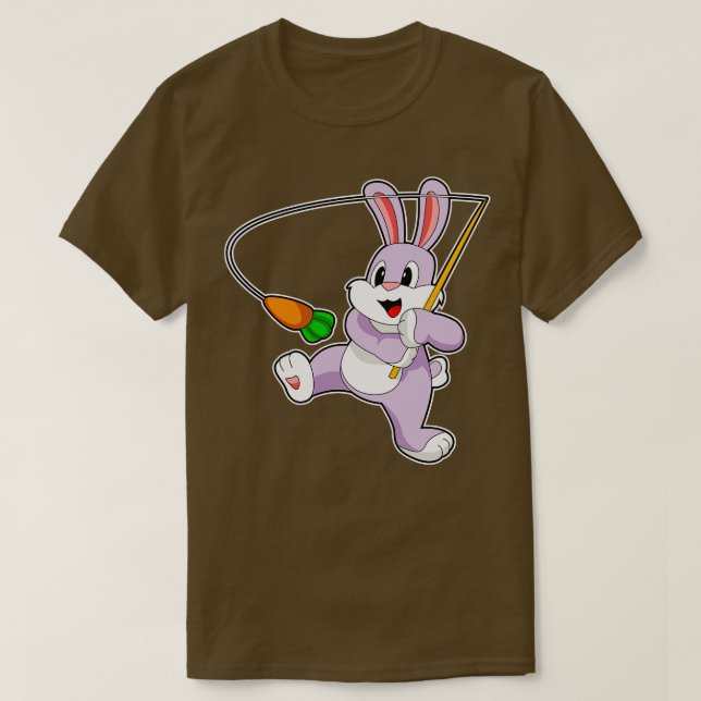 Rabbit Fisher Fishing rod rot T-Shirt (Design Front)