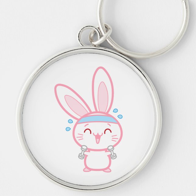 Rabbit, Fitness, Cartoon Key Ring (Front)