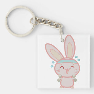 Rabbit, Fitness, Cartoon Key Ring