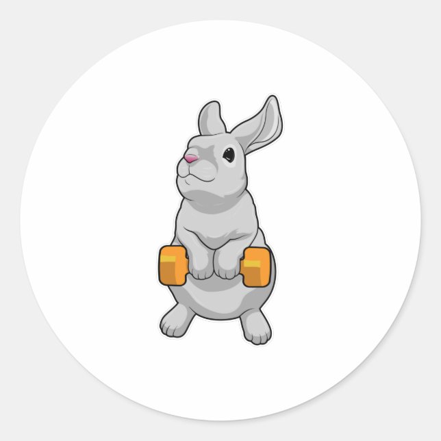 Rabbit Fitness Dumbbell Classic Round Sticker (Front)