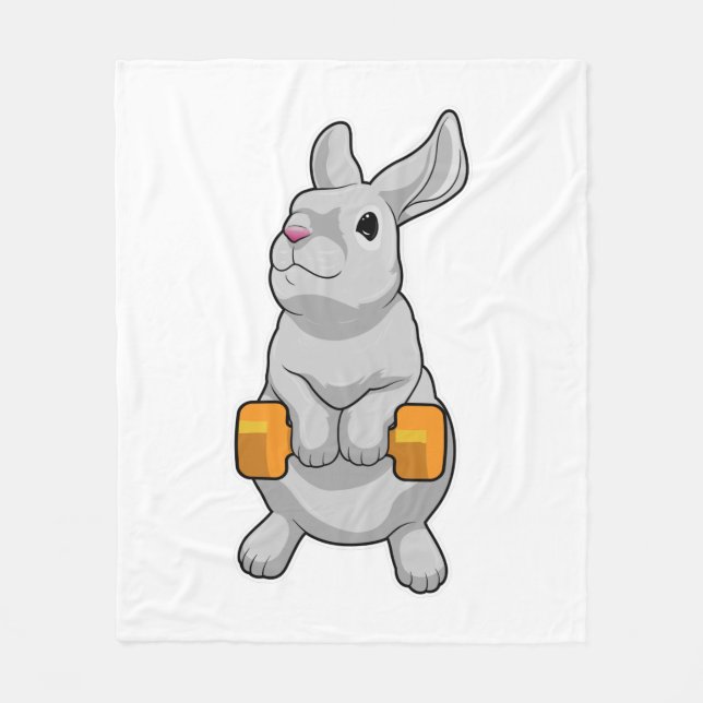 Rabbit Fitness Dumbbell Fleece Blanket (Front)