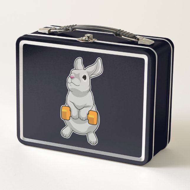 Rabbit Fitness Dumbbell Metal Lunch Box (Front)
