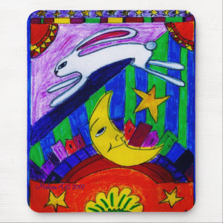 rabbit flew over the moon, mouse mat