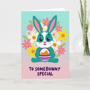 Rabbit Floral Basket Design Card