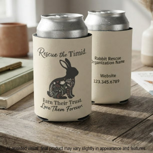 Rabbit floral botanical silhouette can cooler