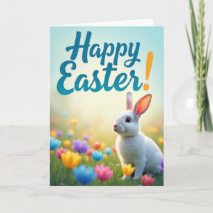 Rabbit Flower Springtime Card