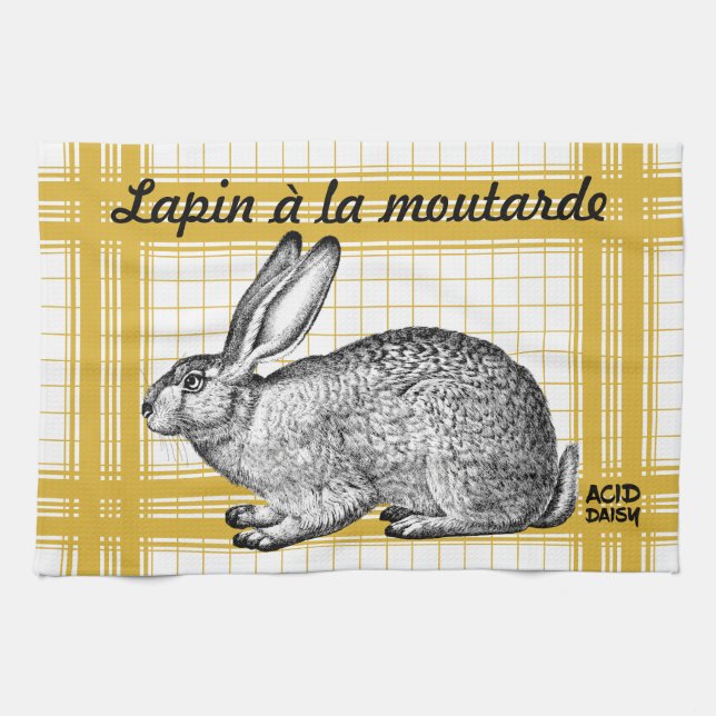 Rabbit French Recipe - Kitchen Towel (Horizontal)