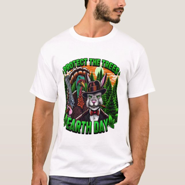 Rabbit Fury: Stylish Cat With Gun T-Shirt (Front)