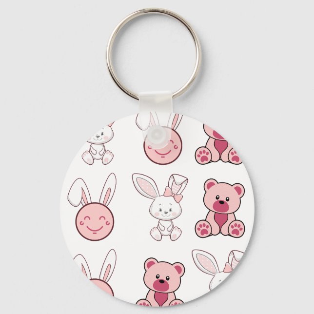 rabbit game, retro, vintage key ring (Front)