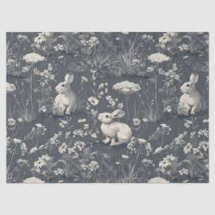Rabbit Garden Botanical Black Toile Pattern Tissue Paper