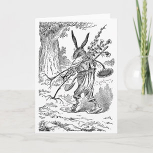 Rabbit Gardener with Shovel & Uprooted Plants Card