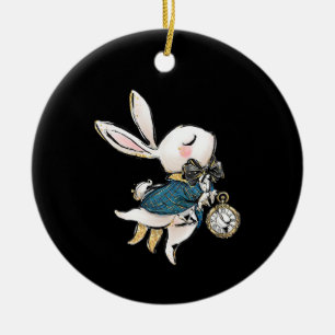 Rabbit Gift   Alice In Wonderland White Rabbit Ceramic Tree Decoration