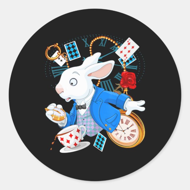 Rabbit Gift | Alice In Wonderland  - White Rabbit Classic Round Sticker (Front)