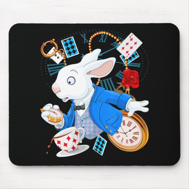 Rabbit Gift | Alice In Wonderland  - White Rabbit Mouse Mat (Front)