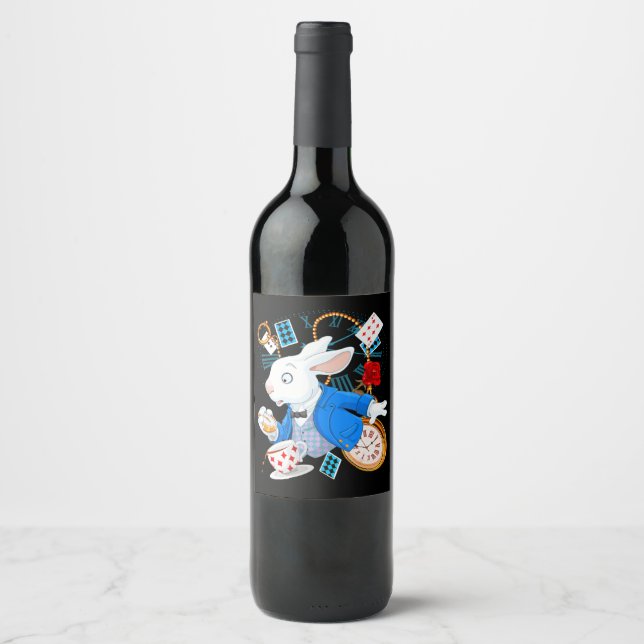 Rabbit Gift | Alice In Wonderland  - White Rabbit Wine Label (Front)