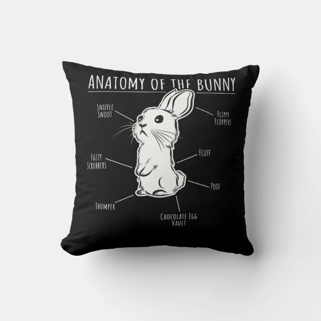 Rabbit Gift |Anatomy Of Bunny Cute Rabbit Pet Love Cushion (Front)