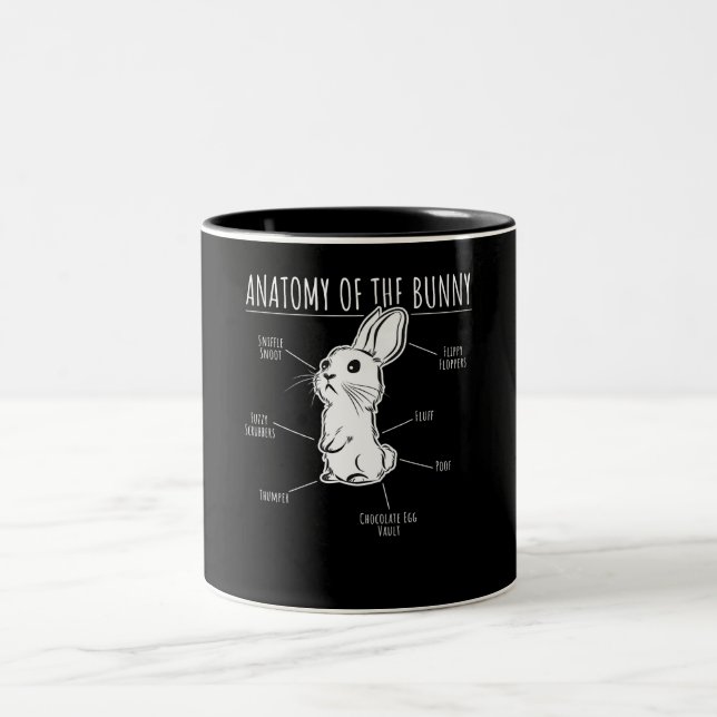 Rabbit Gift |Anatomy Of Bunny Cute Rabbit Pet Love Two-Tone Coffee Mug (Center)