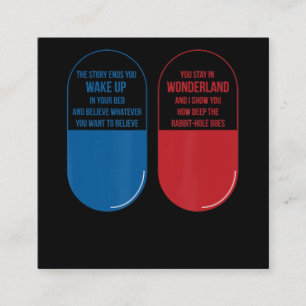 Rabbit Gift   Blue Pill Red Pill Wonderland Rabbit Square Business Card