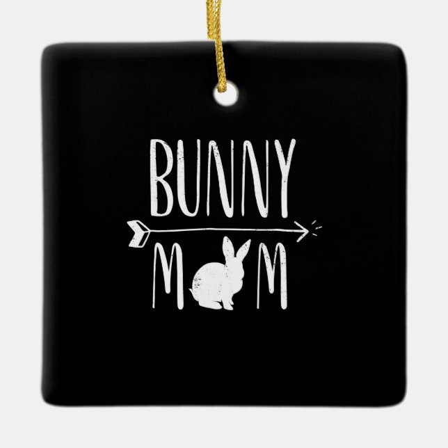 Rabbit Gift | Bunny Mum Funny White Rabbit Gift Ceramic Ornament (Front)