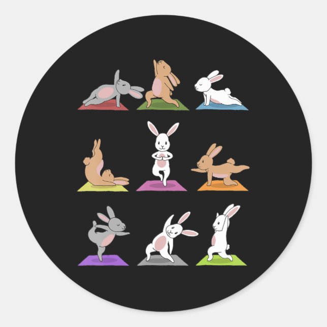 Rabbit Gift | Bunny Yoga In Yoga Poses Sports Classic Round Sticker (Front)