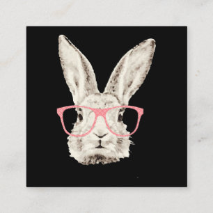 Rabbit Gift   Cute Bunny Rabbit Pink Glasses Funny Square Business Card