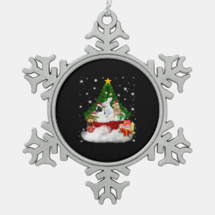 Rabbit Gift   Merry Christmas Rabbits Lovely Gift Snowflake Pewter Christmas Ornament