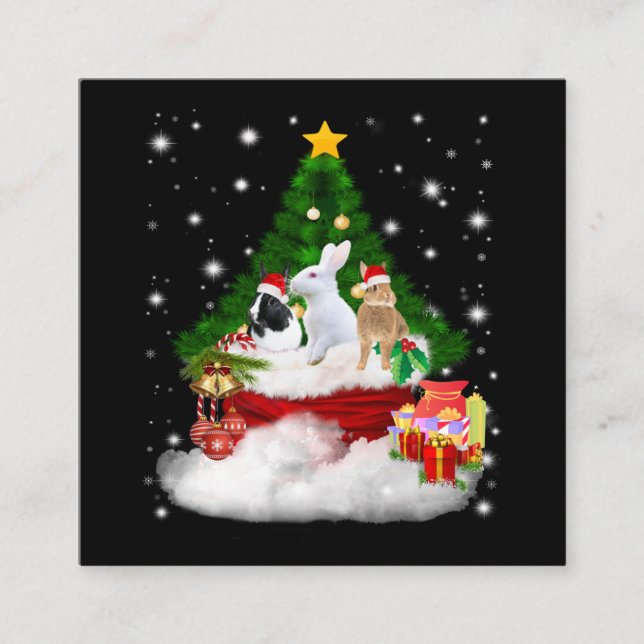 Rabbit Gift | Merry Christmas Rabbits Lovely Gift Square Business Card (Front)