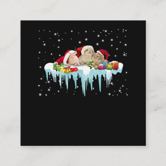 Rabbit Gift | Three Rabbit Really Lovely Christmas Square Business Card (Front)