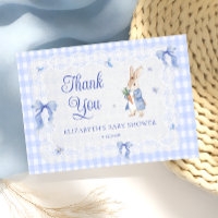 Rabbit Gingham Bunny Baby Shower Thank You  Card
