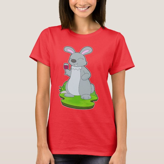 Rabbit Glass Red wine T-Shirt (Front)