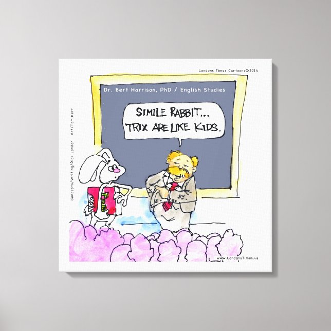 Rabbit Grammar Police Funny Canvas Print (Front)