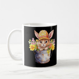 Rabbit Graphic For Girls Floral Spring Time Coffee Mug