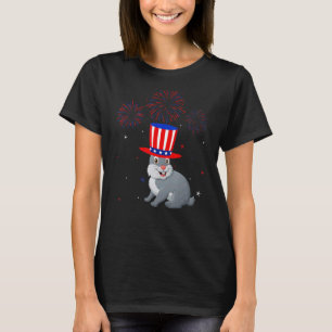 Rabbit Graphic Red White Blue Fireworks Decor 4th T-Shirt