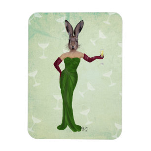 Rabbit Green Dress 3 Magnet