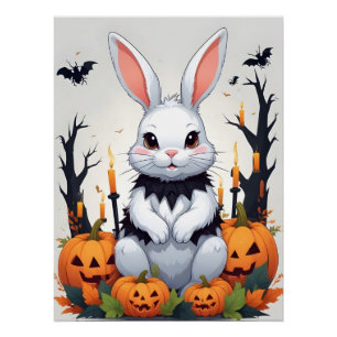 Rabbit Halloween Cute Adorable Funny Animal Magic Poster