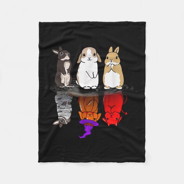 Rabbit Halloween Reflect Rabbit Halloween Mirror B Fleece Blanket (Front)