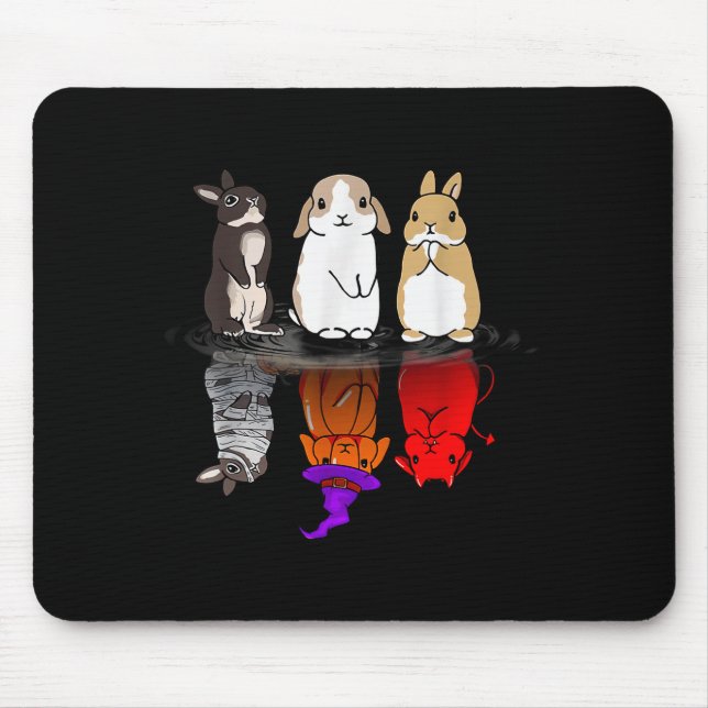 Rabbit Halloween Reflect Rabbit Halloween Mirror B Mouse Mat (Front)