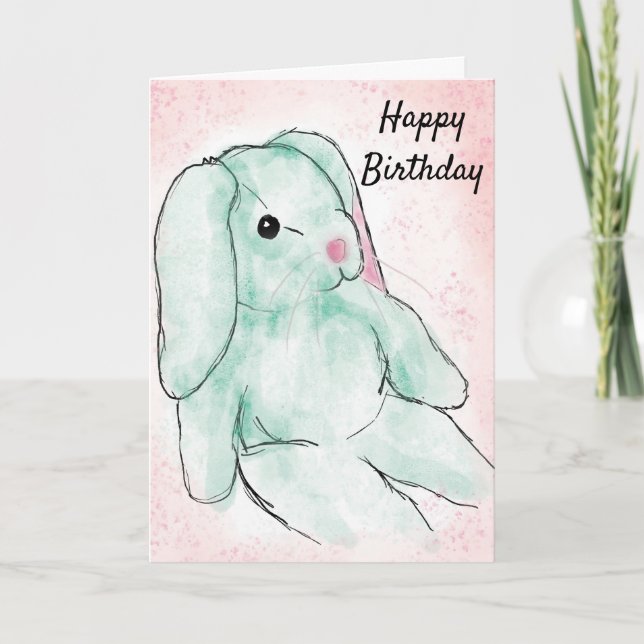 Rabbit Happy Birthday Card (Front)