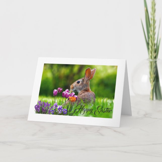 Rabbit Happy Easter Greeting Card (Front)