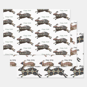 Rabbit Happy Easter Wrapping Paper Sheet