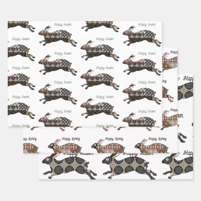 Rabbit Happy Easter Wrapping Paper Sheet (Set)