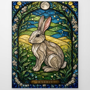Rabbit / Hare Meadow Edge Illumina Stained Glass Postcard