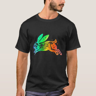 Rabbit Hare Skeleton Jumping Colourful Esoteric Li T-Shirt